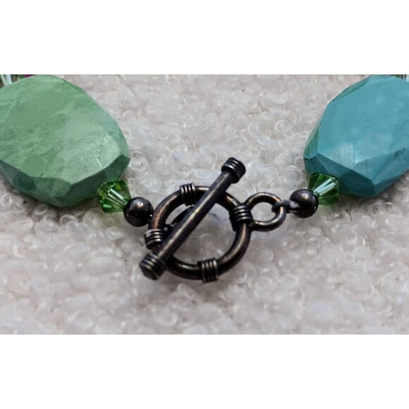 Unique Artisan Sterling Silver Blue Stone Bracelet 7 in - Picture 3 of 8